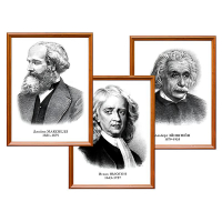 Портреты выдающихся физиков (деревянная рамка, под стеклом, комплект 8 шт.) - «globural.ru» - Кировград
