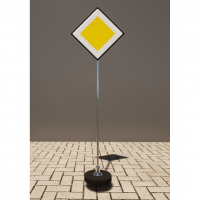 Знак дорожный "Главная дорога" 2.1 типоразмер 40 на стойке с основанием 3кг - «globural.ru» - Кировград