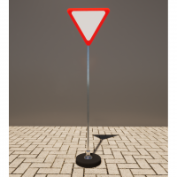 Знак дорожный "Уступите дорогу" 2.4 типоразмер 40 на стойке с основанием 3кг - «globural.ru» - Кировград