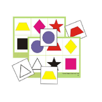 Лото "Цветное геометрическое" (8 планшета, 48 карточки, цветное, ламинированное) - «globural.ru» - Кировград