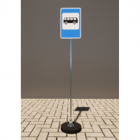 Знак дорожный "Место остановки автобуса" 5.16 типоразмер 40 на стойке с основанием 3кг - «globural.ru» - Кировград