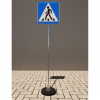Знак дорожный "Пешеходный переход" 5.19.1 типоразмер 40 на стойке с основанием 3кг - «globural.ru» - Кировград