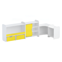 Набор стеллажей для игрушек и пособий "Росток" (белый/желтый) - «globural.ru» - Кировград