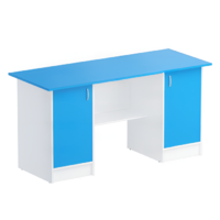 Стол корпусной двухтумбовый (синий/белый) - «globural.ru» - Кировград