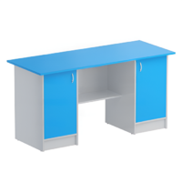 Стол корпусной двухтумбовый (серый/синий) - «globural.ru» - Кировград