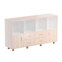 Шкаф-стеллаж верхняя часть без дверок, нижняя часть с 4 - мя ящиками и 2-мя дверками (бук/белый) - «globural.ru» - Кировград