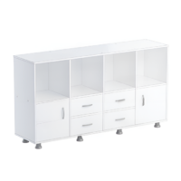 Шкаф-стеллаж верхняя часть без дверок, нижняя часть с 4 - мя ящиками и 2-мя дверками (белый) - «globural.ru» - Кировград