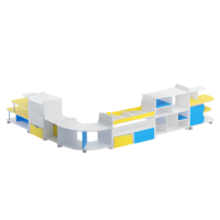 Набор стеллажей для пособий (белый/желтый/синий) - «globural.ru» - Кировград