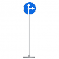 Знак дорожный " Движение прямо или направо" 4.1.4  типоразмер 40 на стойке с основанием 3кг - «globural.ru» - Кировград