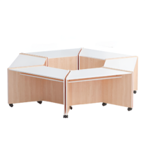 Композиция из корпусных столов трапеций (бук/белый) - «globural.ru» - Кировград