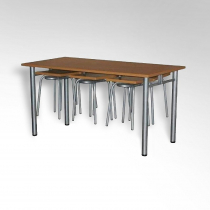 Стол обеденный 6-ти местый на металлокаркасе с навесами под табурет - «globural.ru» - Кировград