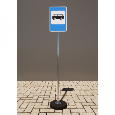 Знак дорожный "Место остановки автобуса" 5.16 типоразмер 40 на стойке с основанием 3кг - «globural.ru» - Кировград
